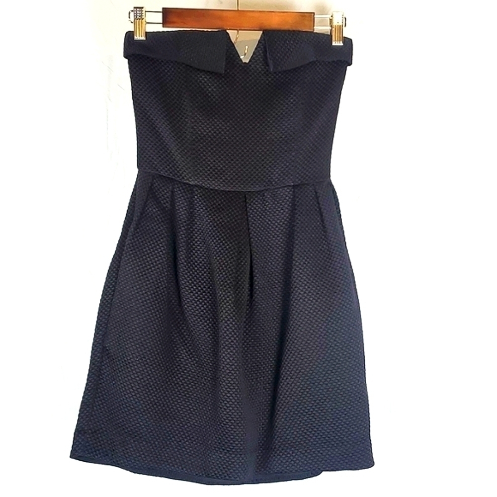 Rory Beca Silk Wool‎ Black Strapless Mini Dress